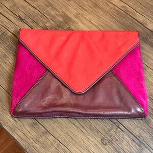 Banana Republic Colorblock Envelope Clutch in Coral, Fuchsia & Burgundy